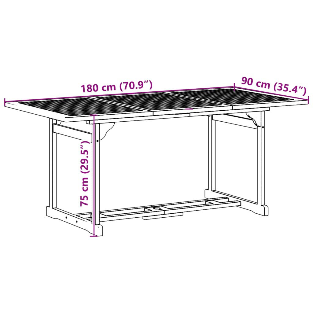 vidaXL 9-osaline aiamööblikomplekt, 180 x 90 x 75 cm, akaatsiapuit