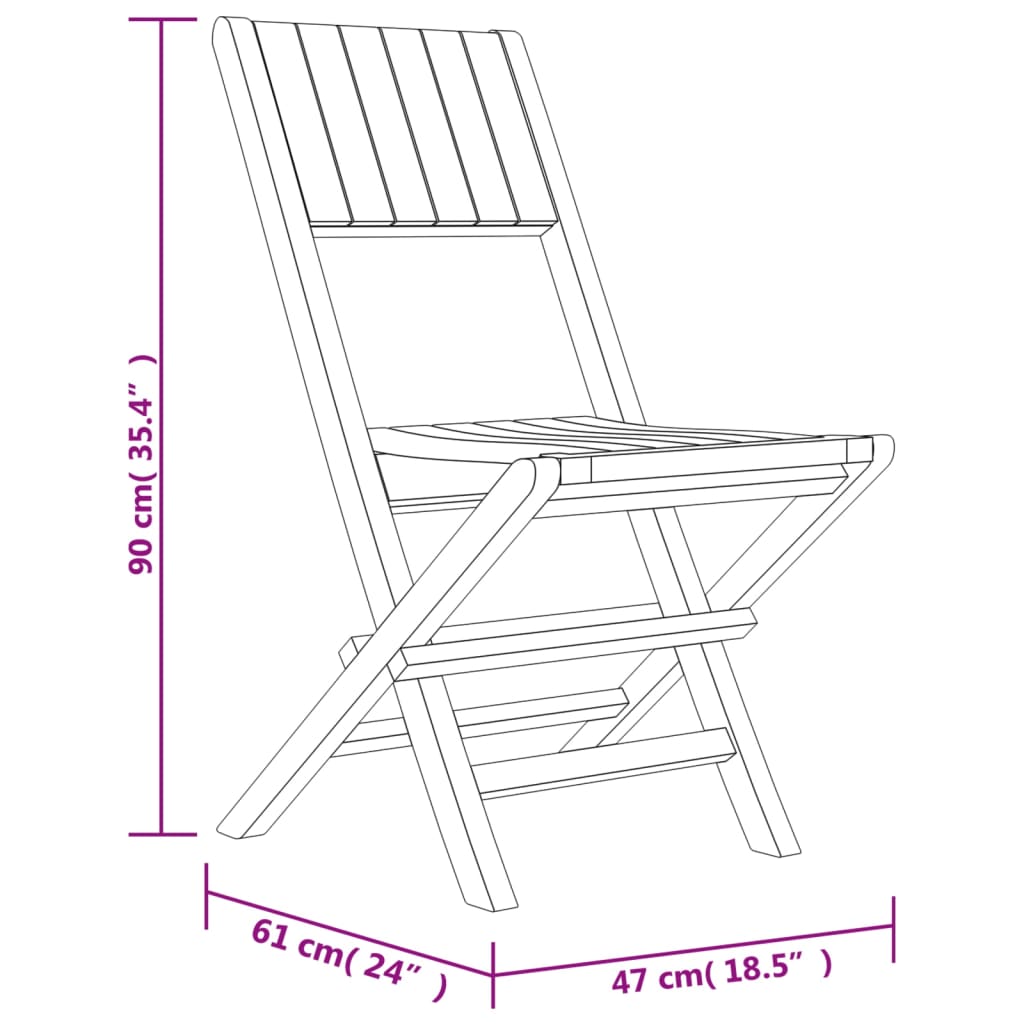 vidaXL kokkupandavad aiatoolid 8 tk, 47 x 61 x 90 cm, tiikpuu