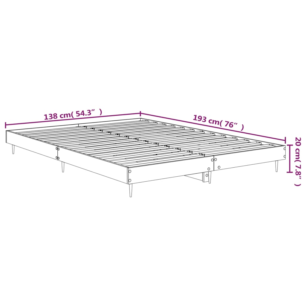 vidaXL voodiraam, must, 135x190 cm, teras ja tehispuit