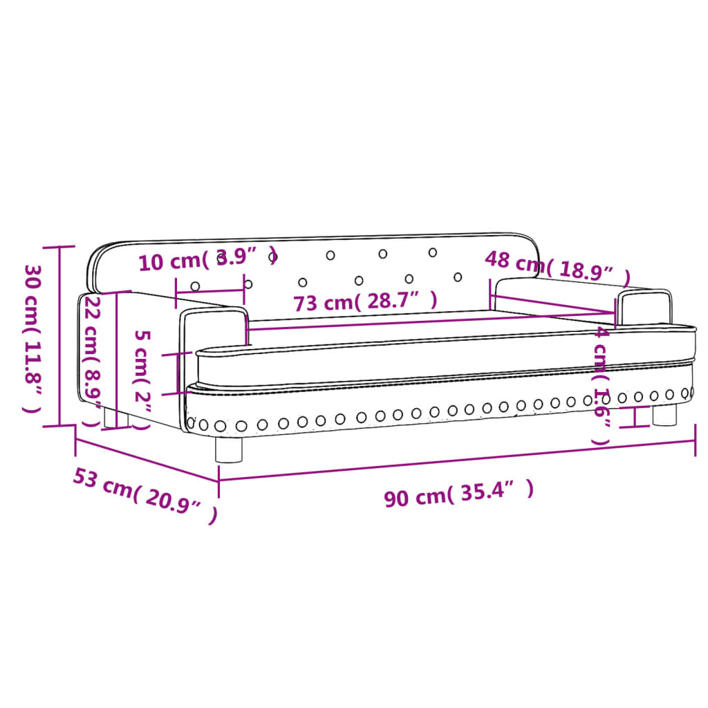 vidaXL lastediivan, pruun, 90 x 53 x 30 cm, samet