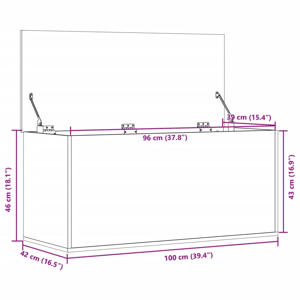 vidaXL hoiukast, hall Sonoma tamm, 100x42x46 cm, tehispuit