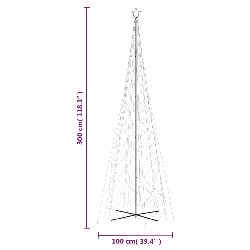 vidaXL koonusekujuline jõulupuu, külm valge, 3000 LEDi, 230x800 cm