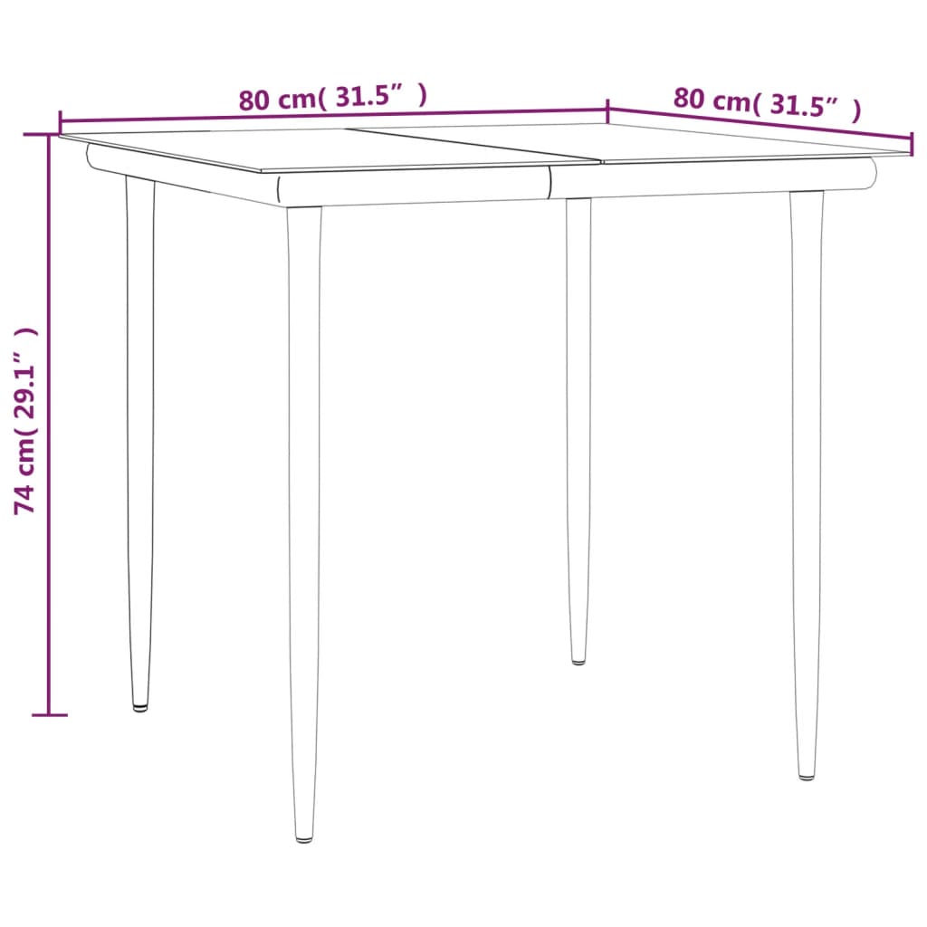 vidaXL 3-osaline aia söögimööbli komplekt, hall/must, polürotang/teras