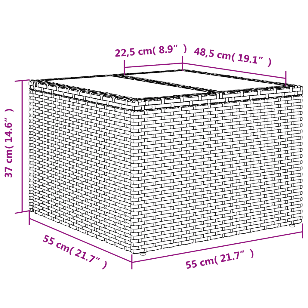 vidaXL 11-osaline aiadiivani komplekt patjadega, hall, polürotang