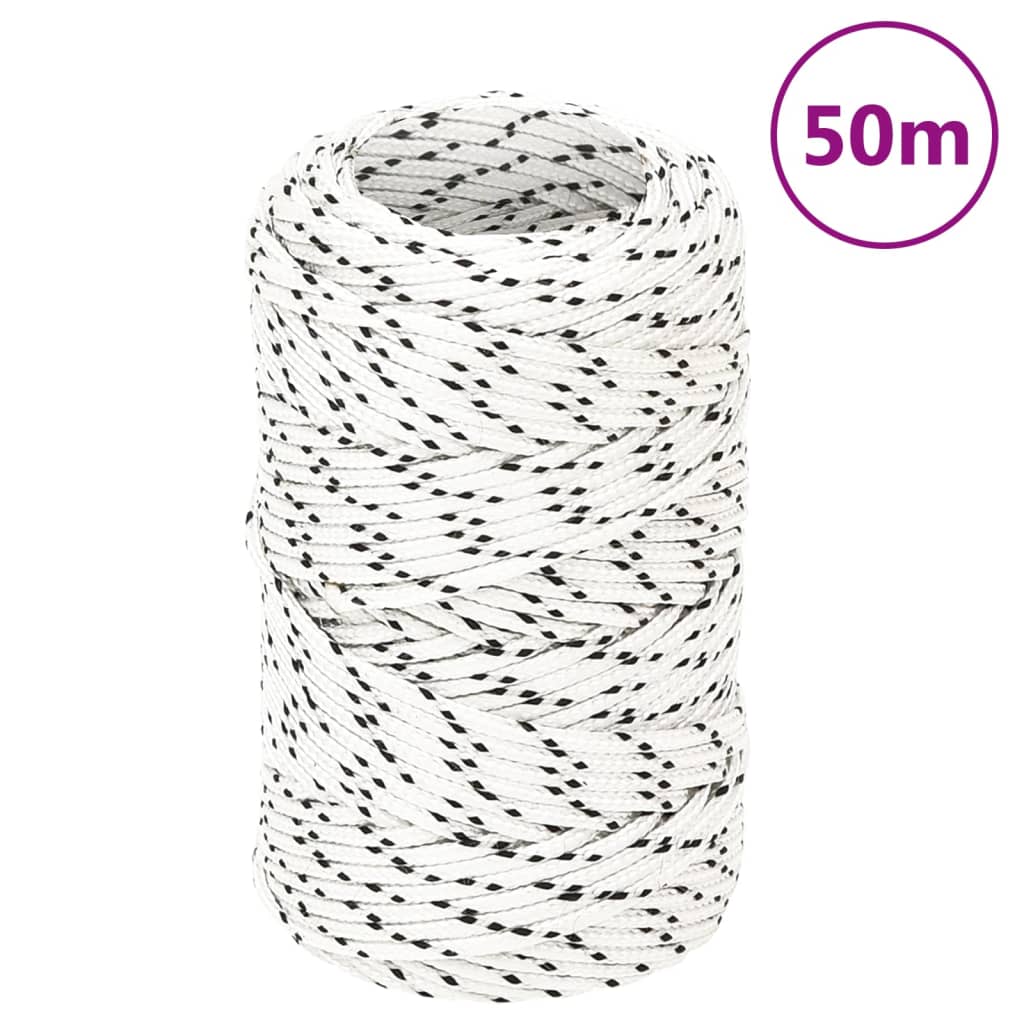 vidaXL punutud paadiköis, valge, 2 mm x 50 m polüester