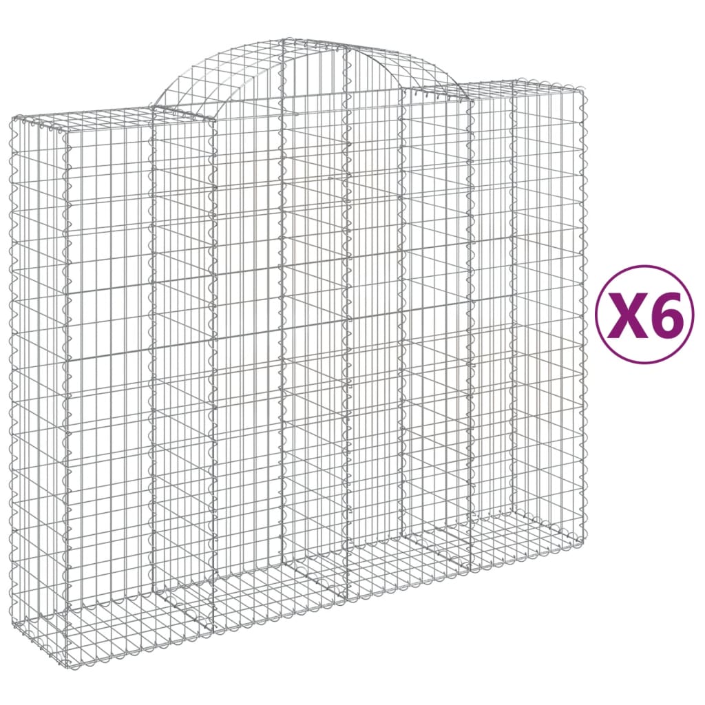 vidaXL kaarekujulised gabioonkorvid 6 tk, 200x50x160/180 cm, raud