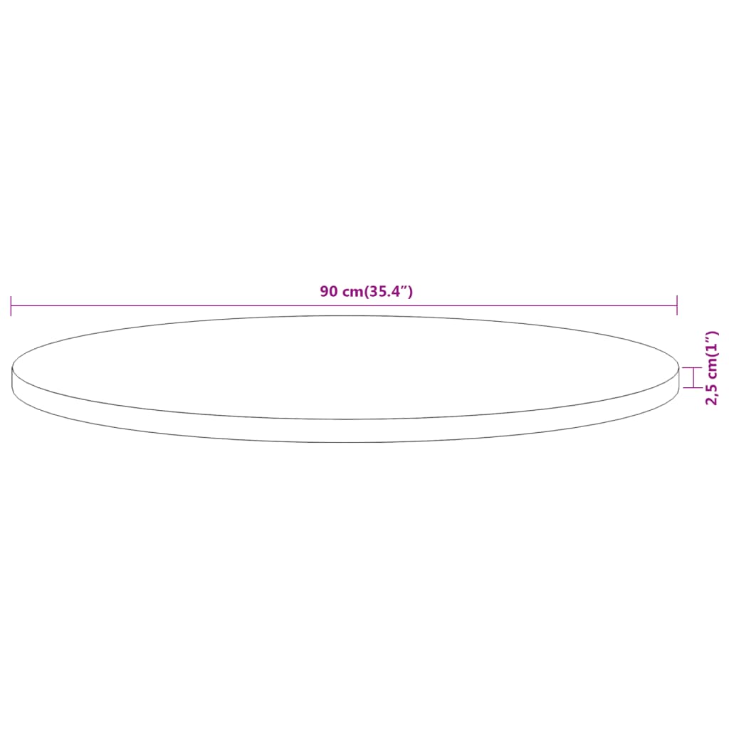 vidaXL lauaplaat, Ø90 x 2,5 cm, ümmargune, akaatsiapuit