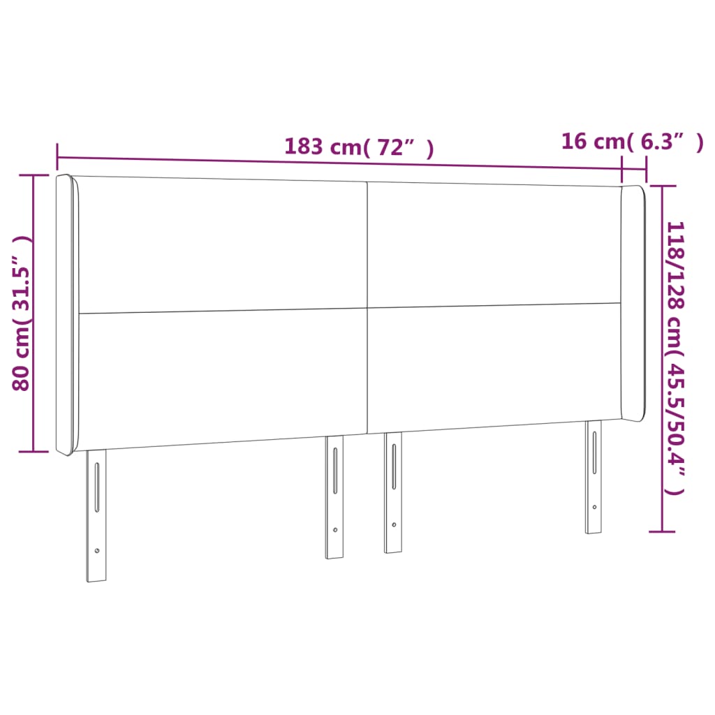 vidaXL LED-voodipeats, valge, 183x16x118/128 cm, kunstnahk