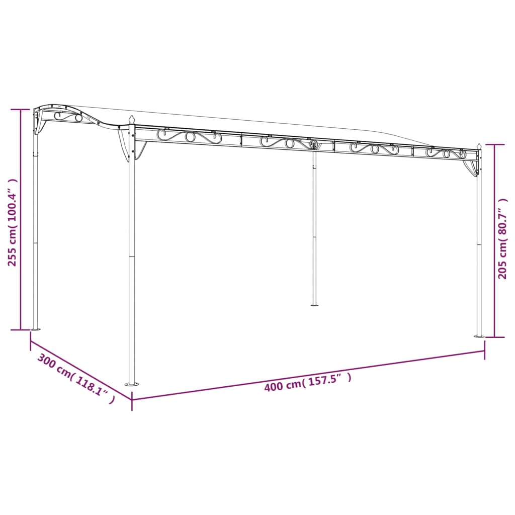 vidaXL varjualune, antratsiithall, 4 x 3 m, 180 g/m², kangas ja teras