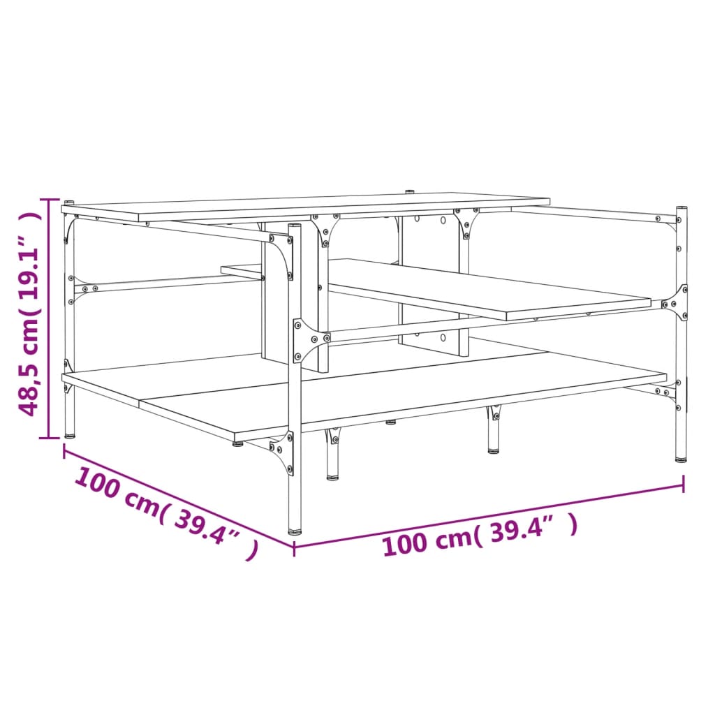 vidaXL kohvilaud, Sonoma tamm, 100 x 100 x 48,5 cm, tehispuit