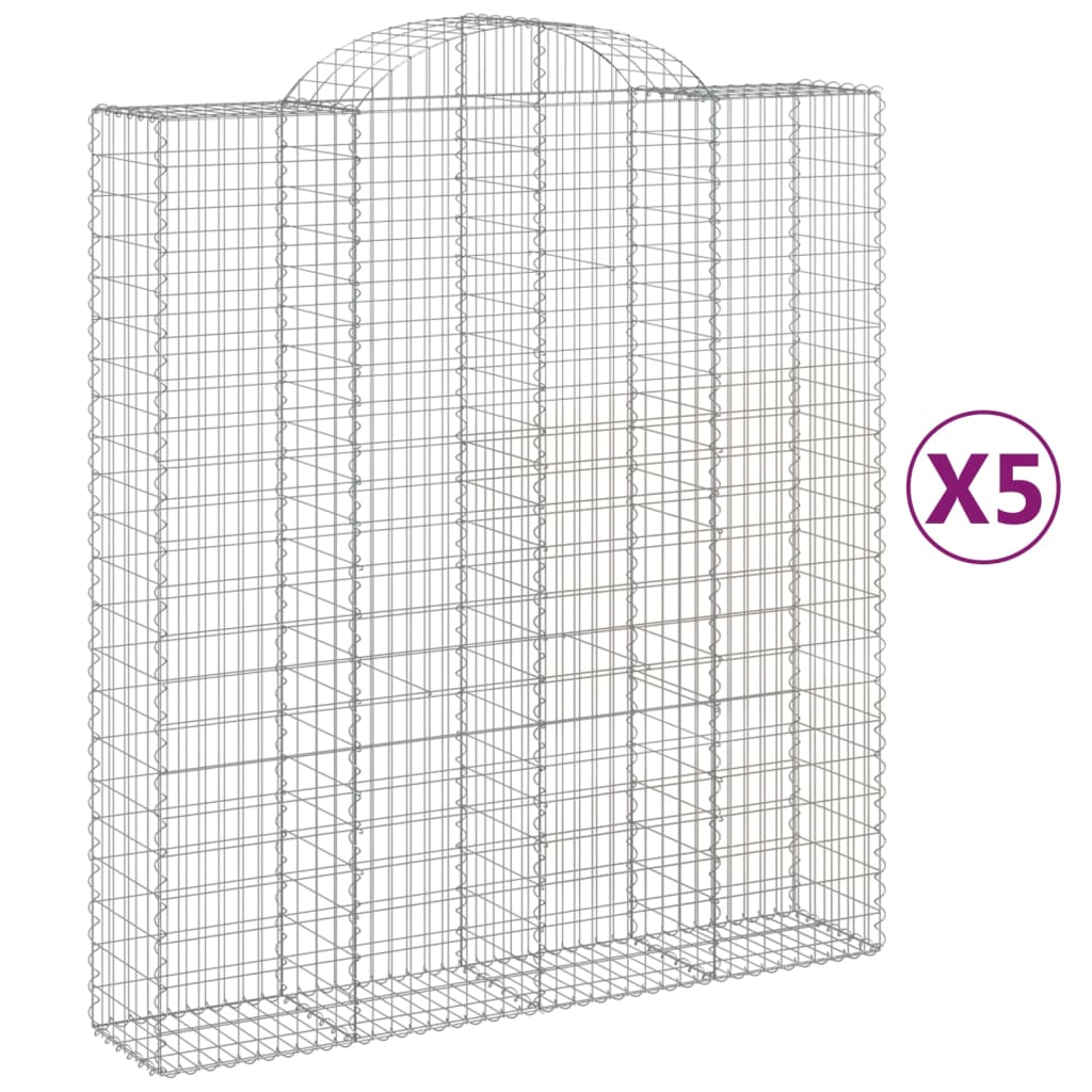 vidaXL kaarekujulised gabioonkorvid 5 tk, 200x50x220/240 cm, raud