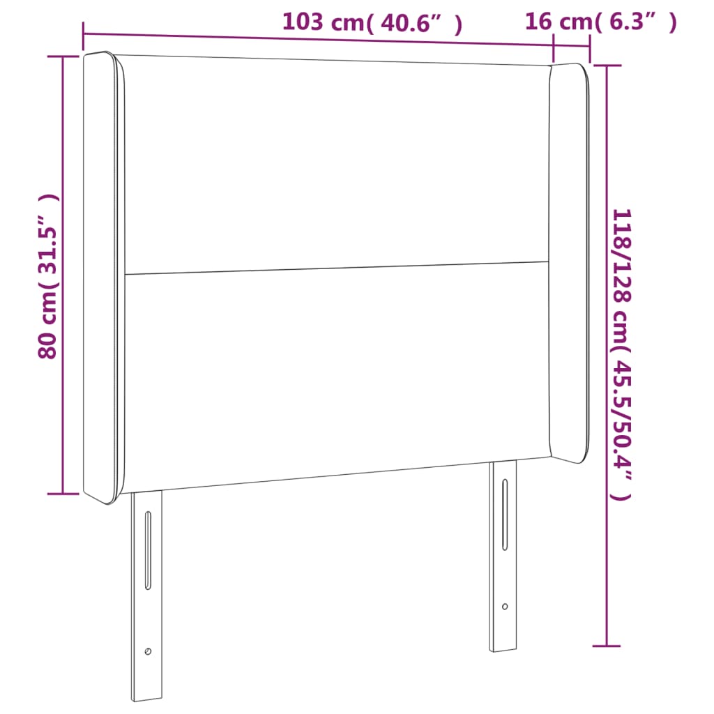 vidaXL voodipeats servadega, tumehall, 103x16x118/128 cm, samet