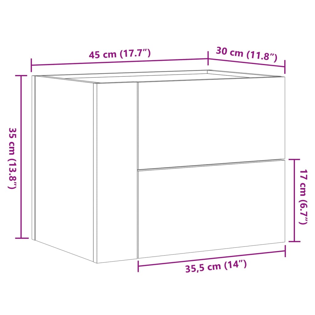 vidaXL seinale kinnitatavad öökapid 2 tk, must, 45x30x35 cm