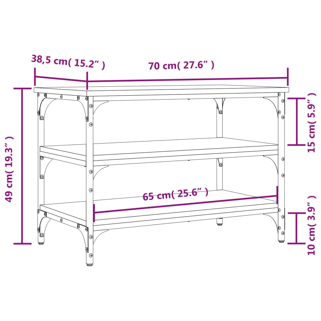 vidaXL jalatsipink, pruun tamm, 70 x 38,5 x 49 cm, tehispuit