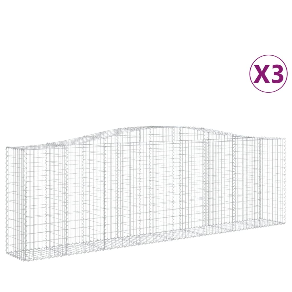 vidaXL kaarekujulised gabioonkorvid 3 tk, 400x50x120/140 cm, raud