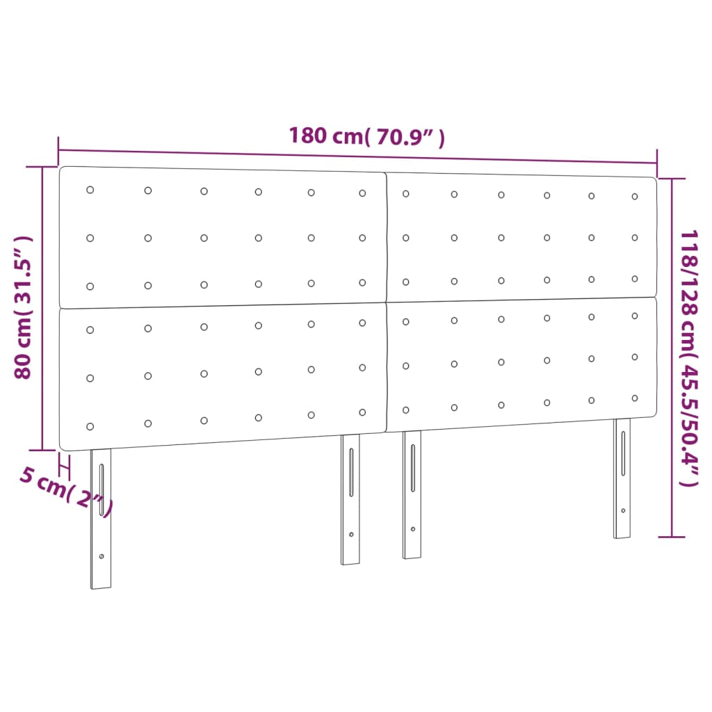 vidaXL voodipeatsid 4 tk, cappuccino, 90x5x78/88 cm, kunstnahk