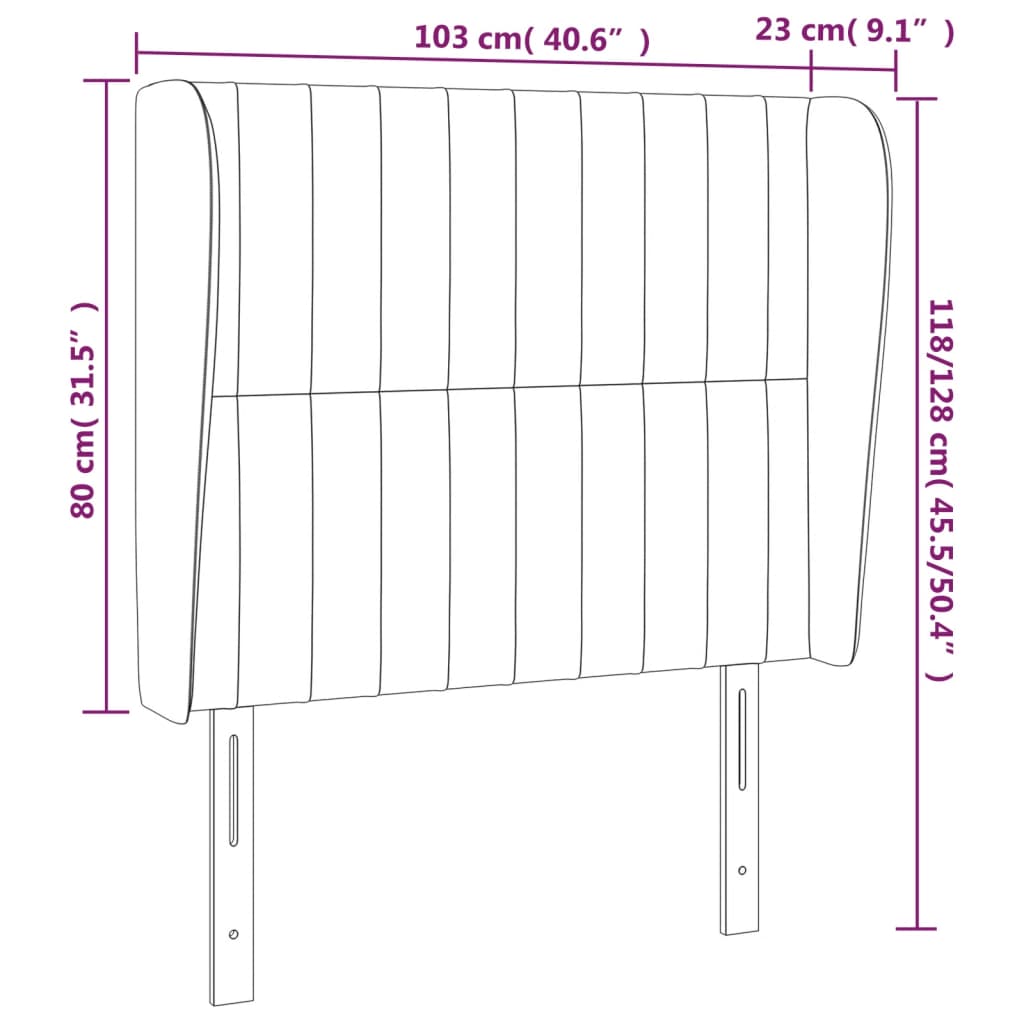 vidaXL voodipeats servadega, helehall, 103x23x118/128 cm, samet