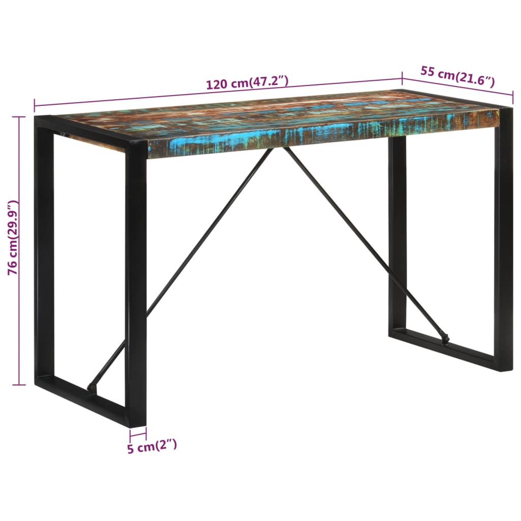 vidaXL söögilaud, 120x55x76 cm, taastatud puit