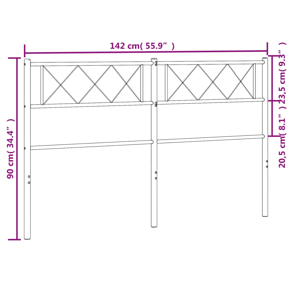 vidaXL metallist voodipeats, valge, 135 cm