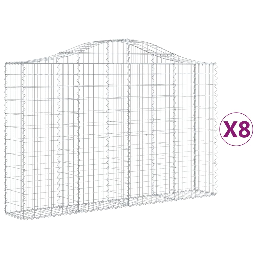 vidaXL kaarekujulised gabioonkorvid 8 tk, 200x30x120/140 cm, raud