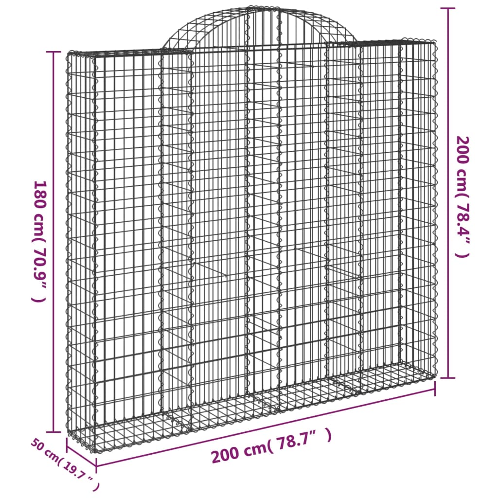 vidaXL kaarekujulised gabioonkorvid 10 tk, 200x50x180/200 cm, raud