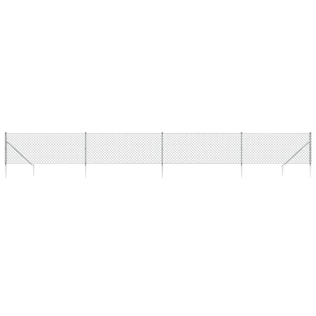vidaXL võrkaed vaiadega, hõbedane, 1,1 x 10 m