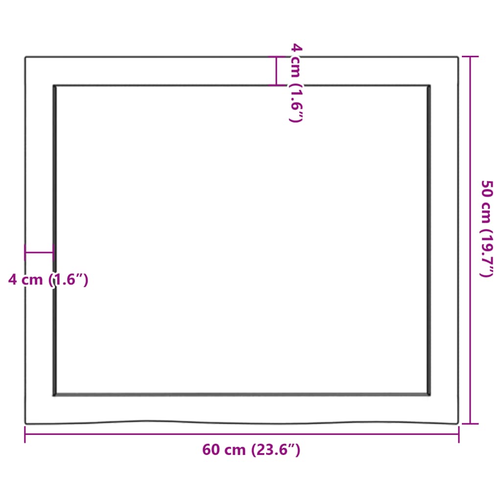 vidaXL vannitoa tasapind, 60 x 50 x (2-4) cm, töötlemata täispuit