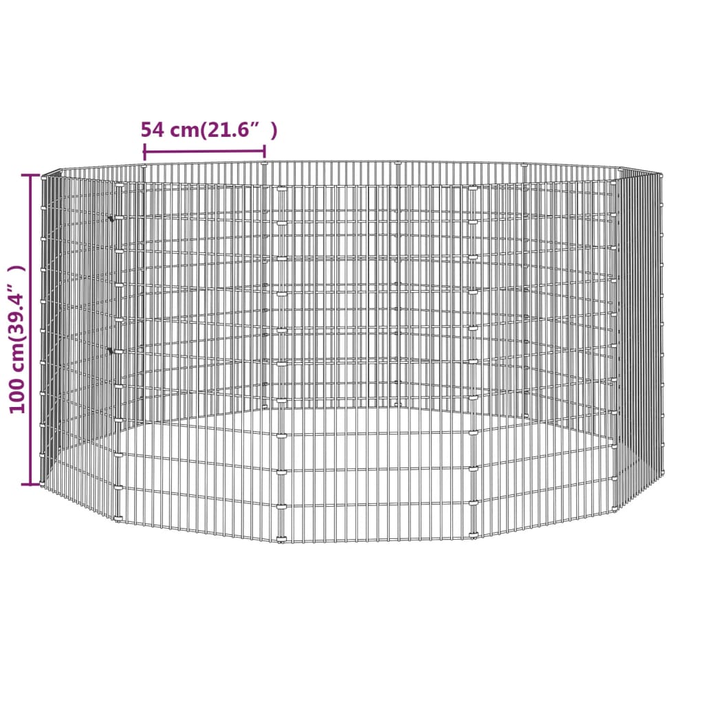 vidaXL loomade aedik 12 paneeli 54x100 cm tsingitud raud