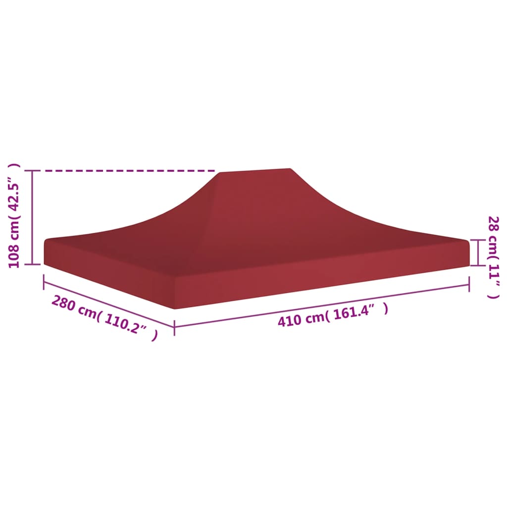 vidaXL peotelgi katus 4 x 3 m, tumepunane, 270 g/m²