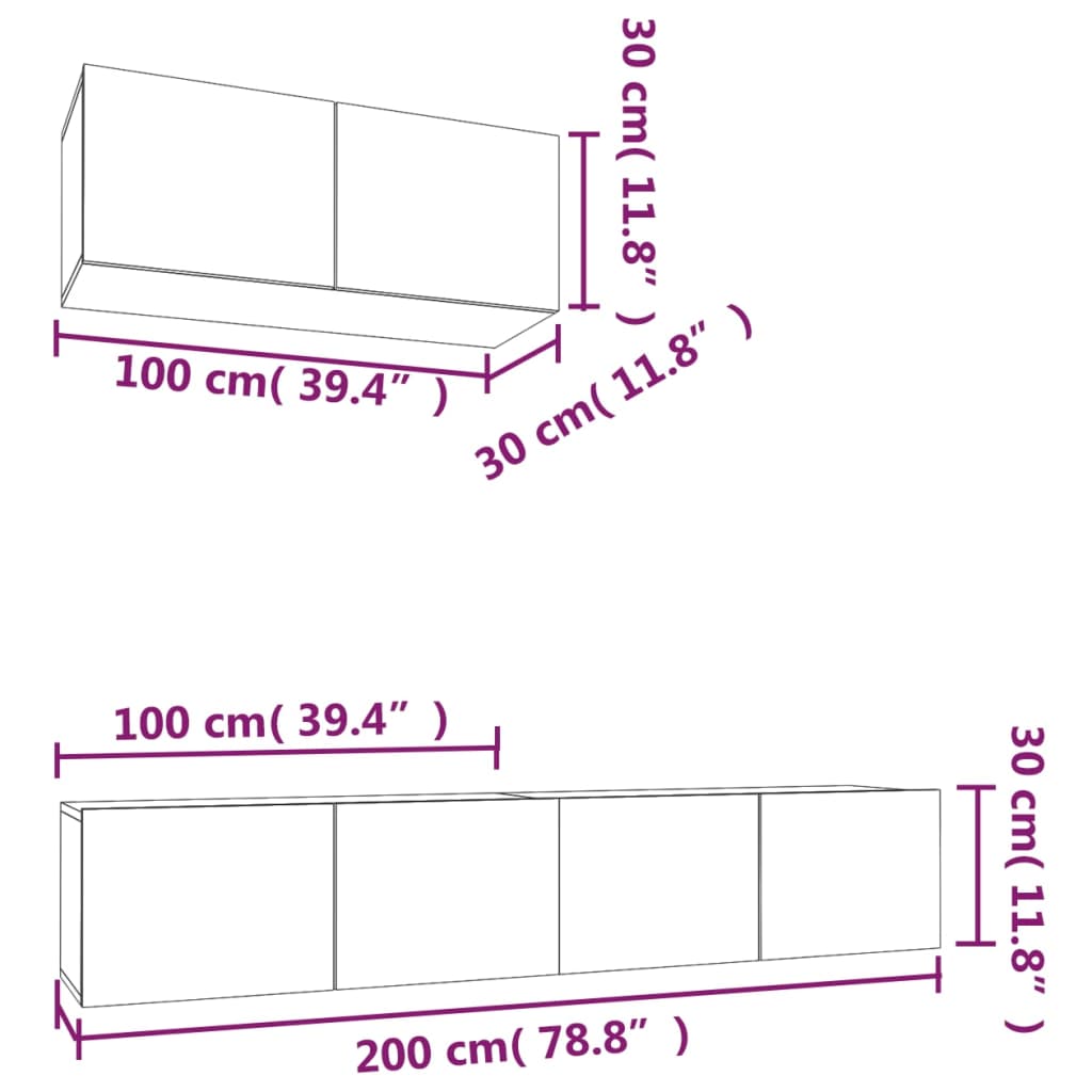 vidaXL 3-osaline telerikappide komplekt, betoonhall, tehispuit