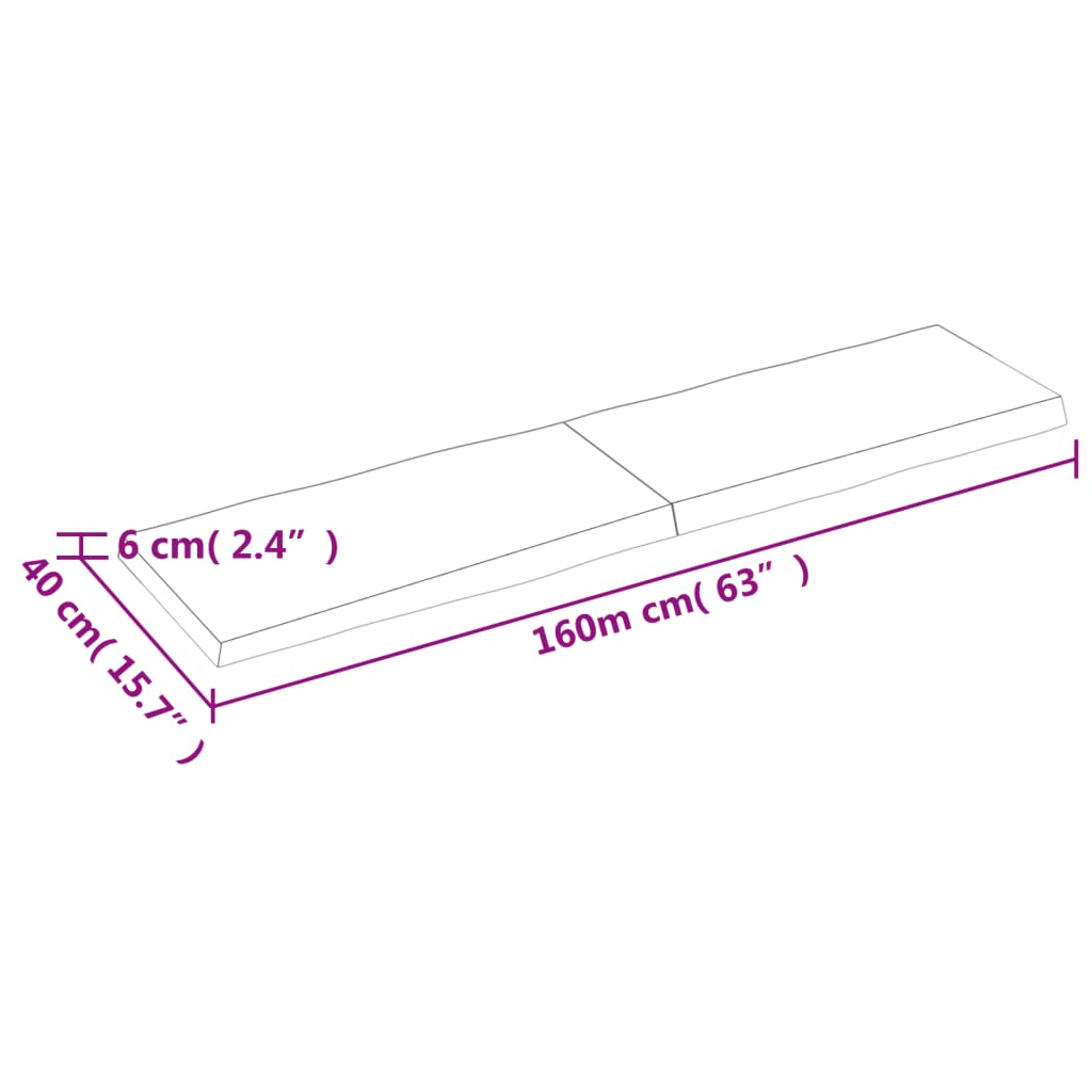 vidaXL lauaplaat, tumepruun, 160x40x(2-6) cm, töödeldud täispuit