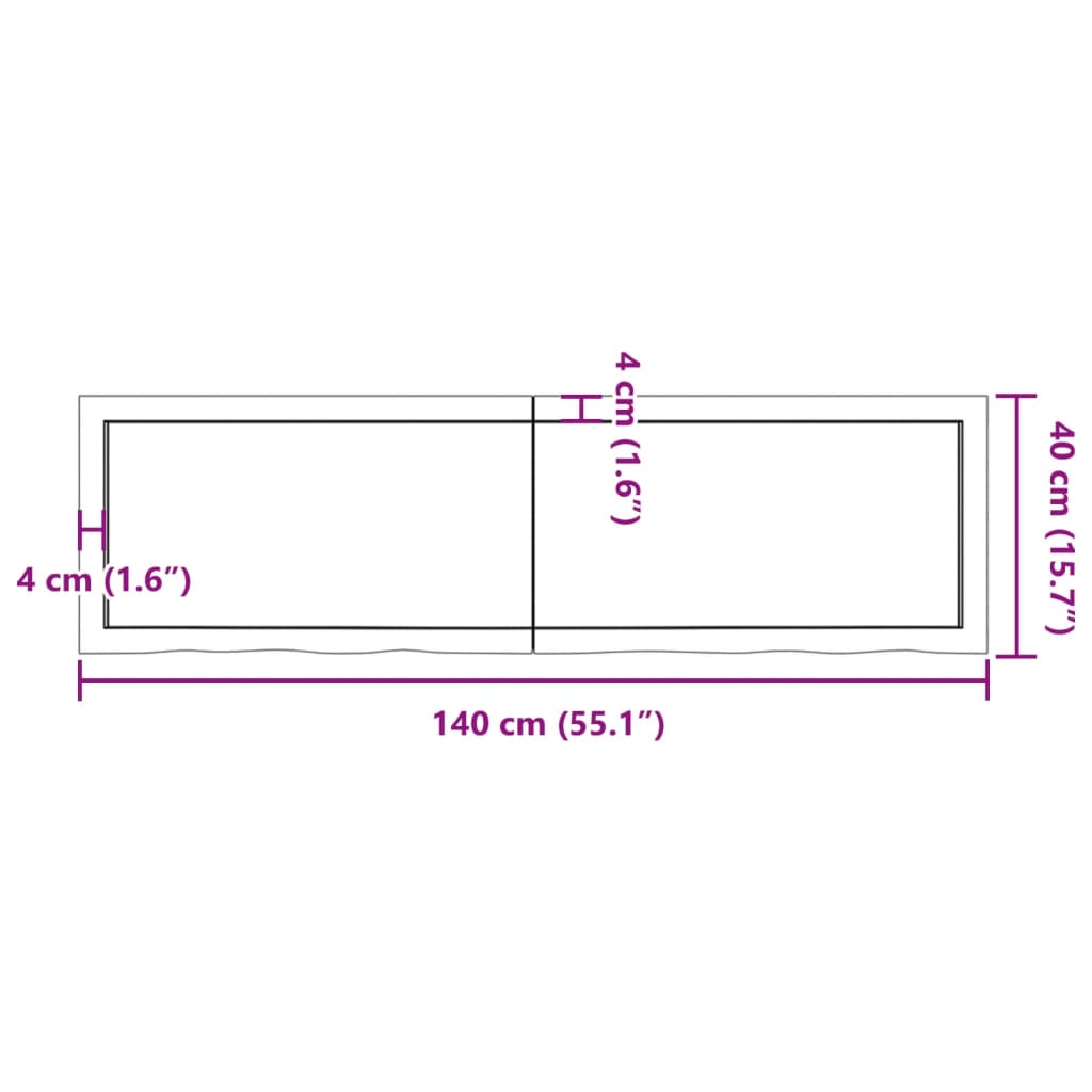 vidaXL vannitoa tasapind, tumepruun, 140x40x(2-6)cm töödeldud täispuit