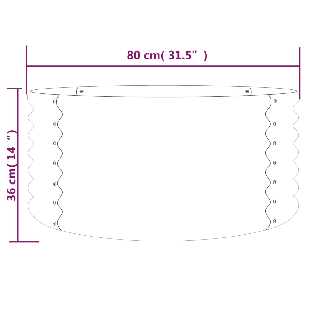 vidaXL aia taimekast, pulbervärvitud teras, 80 x 80 x 36 cm, hall