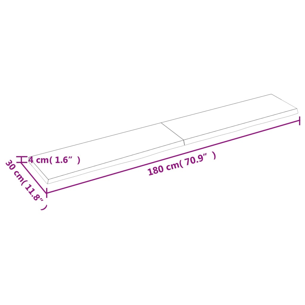 vidaXL seinariiul, tumepruun, 180 x 30 x (2-4) cm, töödeldud tammepuit