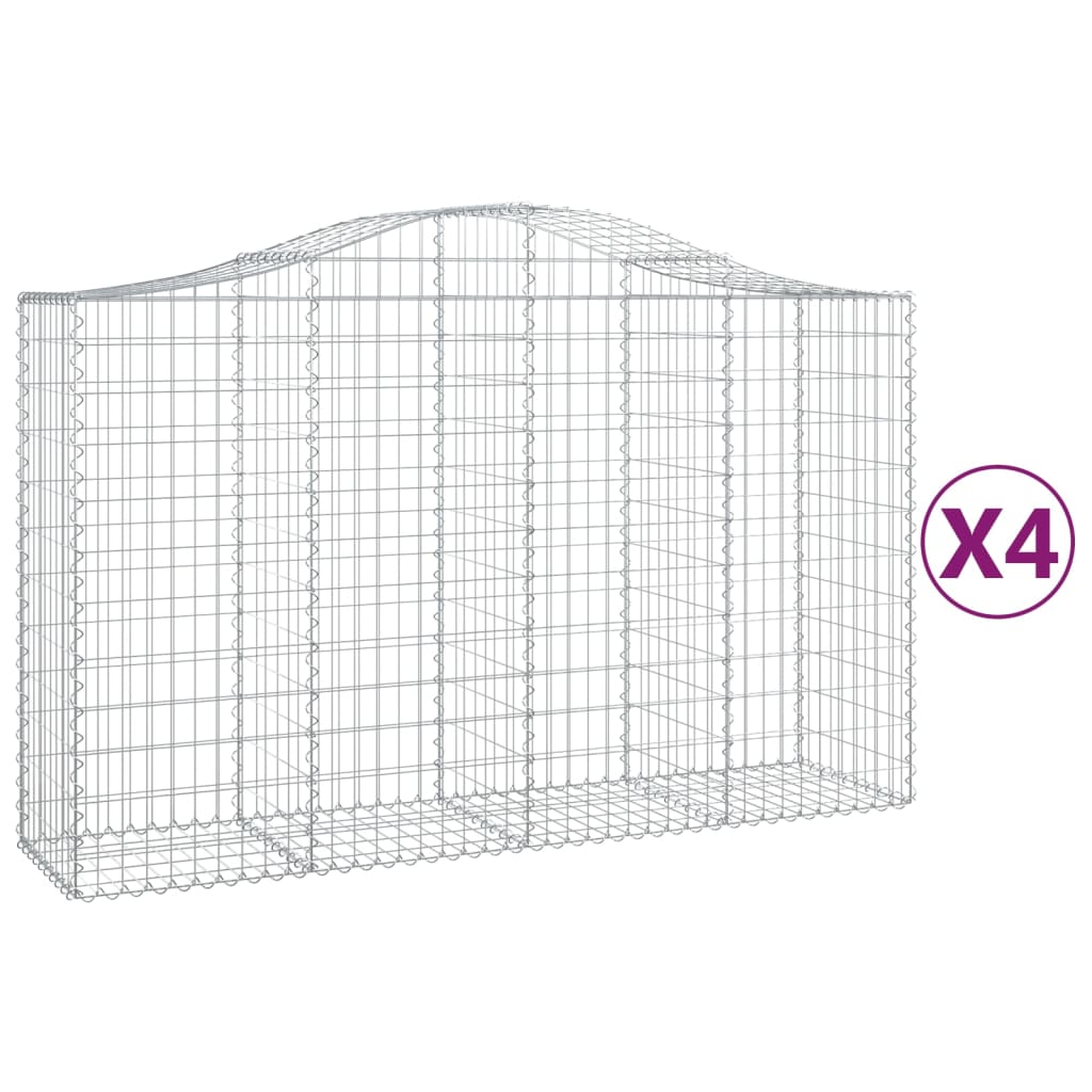 vidaXL kaarekujulised gabioonkorvid 4 tk, 200x50x120/140 cm, raud