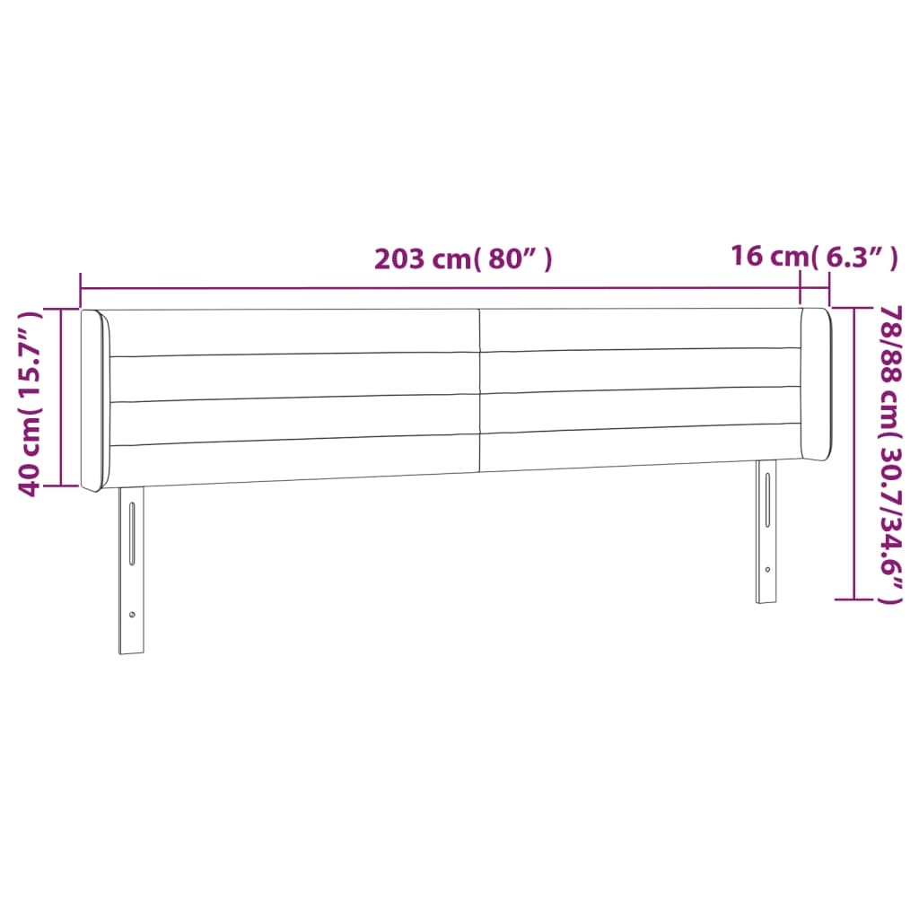 vidaXL LED-voodipeats, helehall, 203x16x78/88 cm, samet