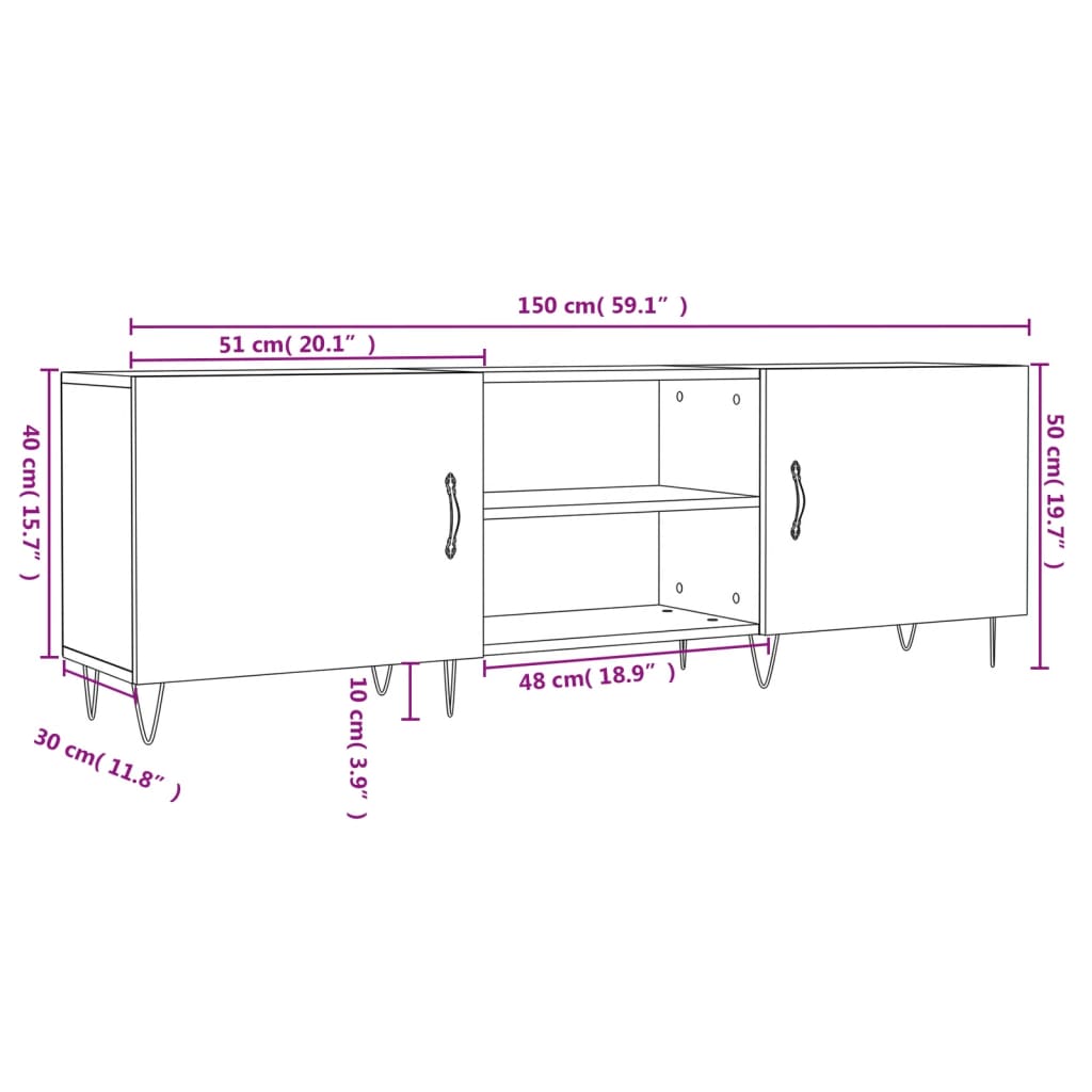 vidaXL telerikapp, betoonhall, 150x30x50 cm, tehispuit