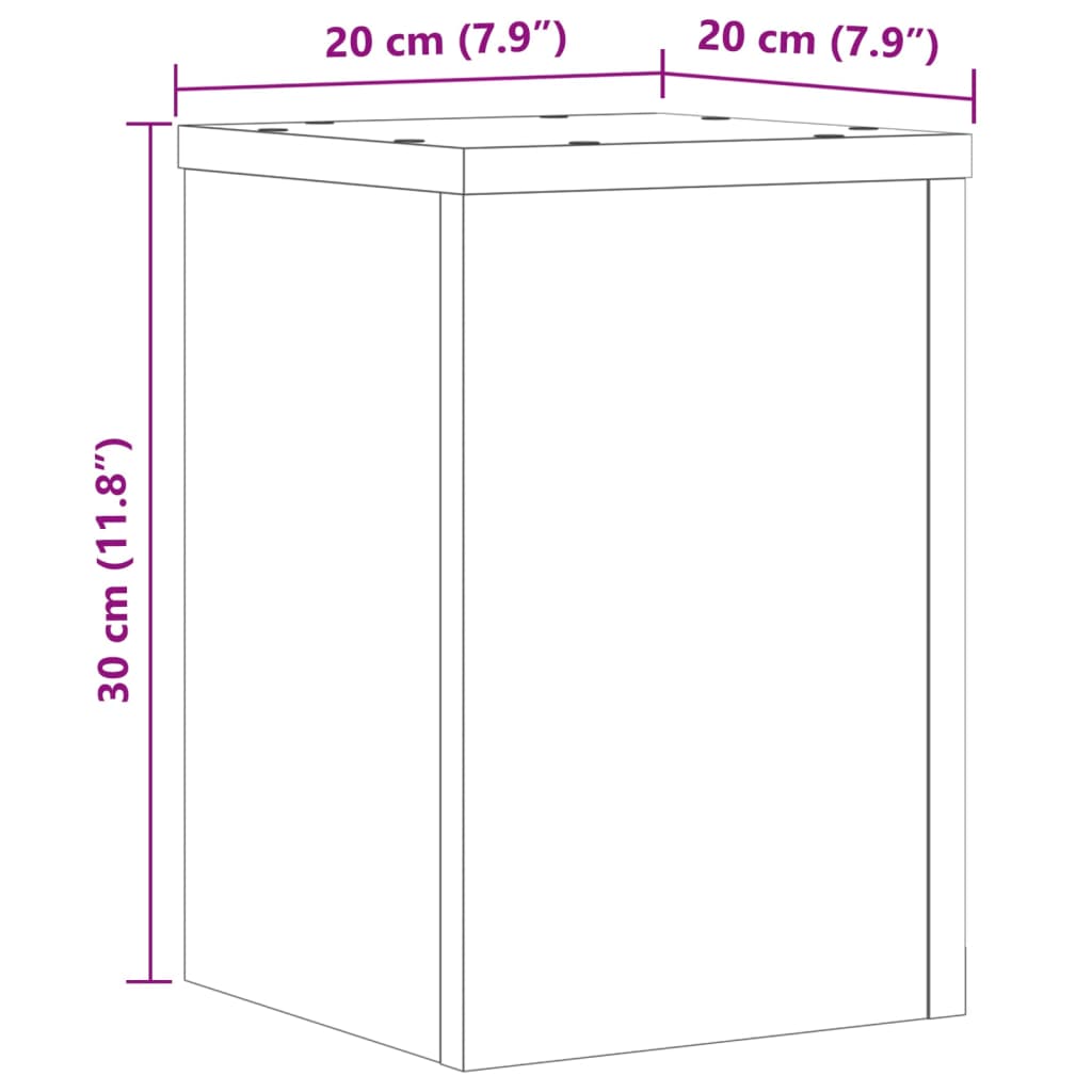 vidaXL taimealused 2 tk, suitsutatud tamm, 20x20x30 cm, tehispuit