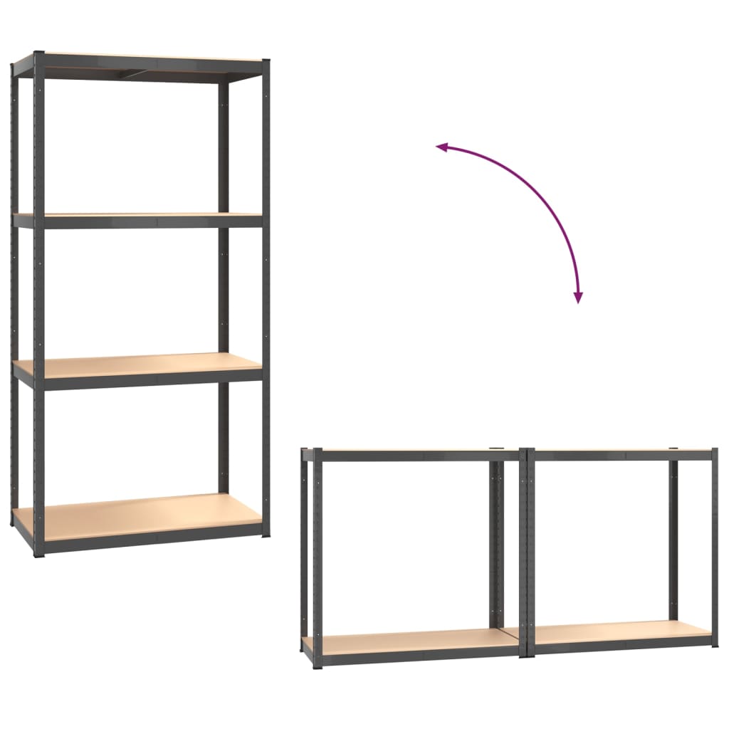 vidaXL 4 riiuliga riiulid 4 tk, antratsiithall, teras ja tehispuit