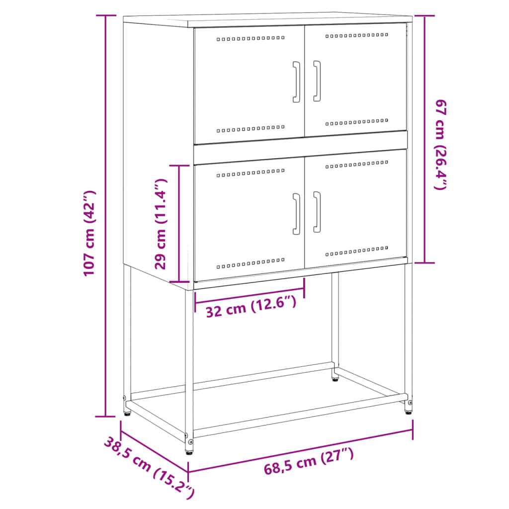 vidaXL puhvetkapp, valge, 68,5x38,5x107 cm, teras