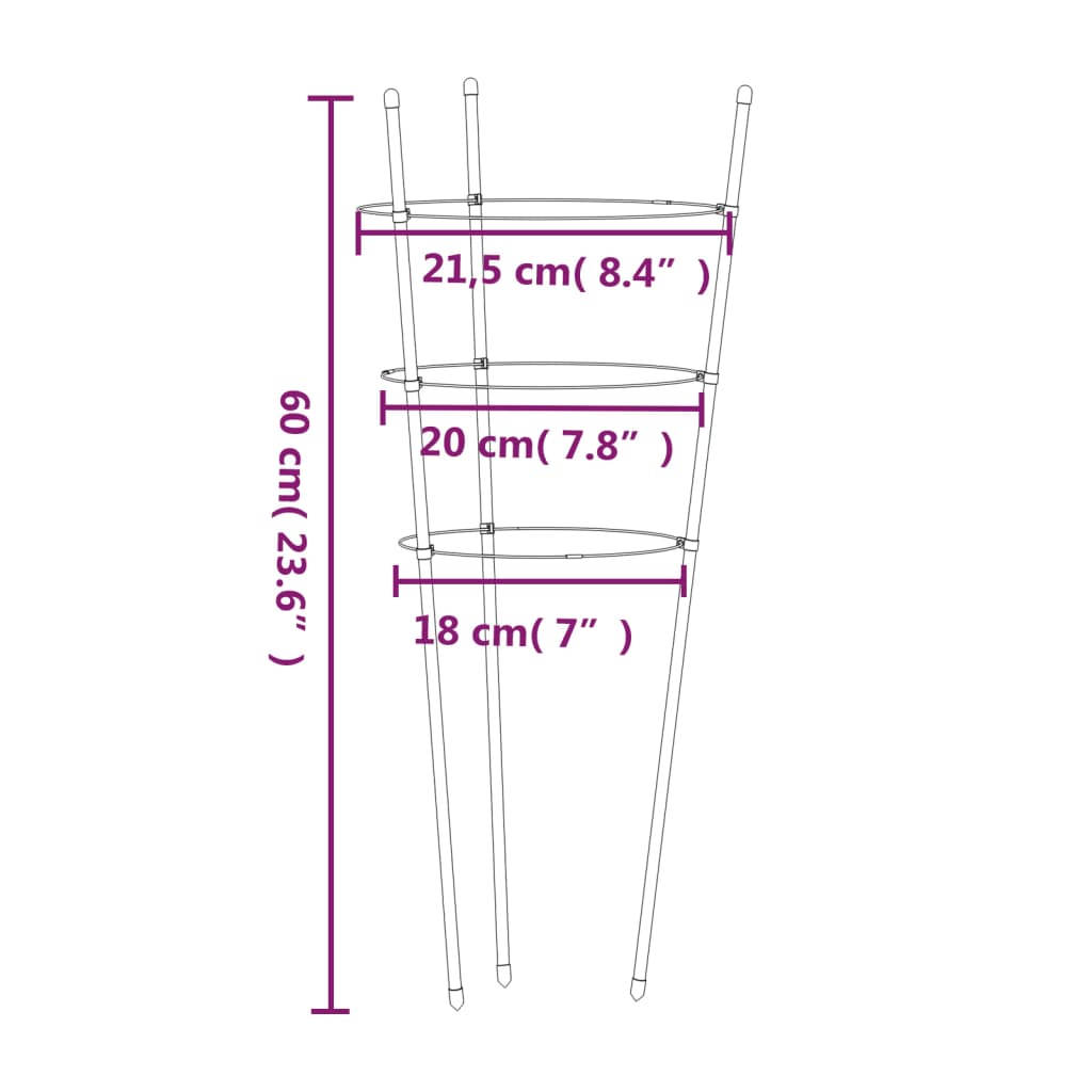 vidaXL aia taimetoed 3 rõngaga 5 tk roheline 60 cm teras