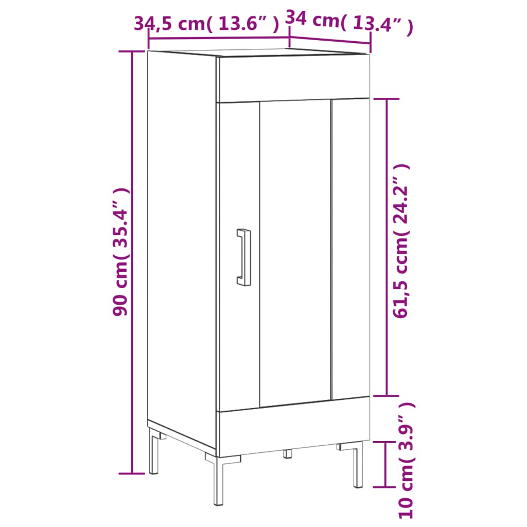 vidaXL puhvetkapp, must, 34,5 x 34 x 90 cm, tehispuit