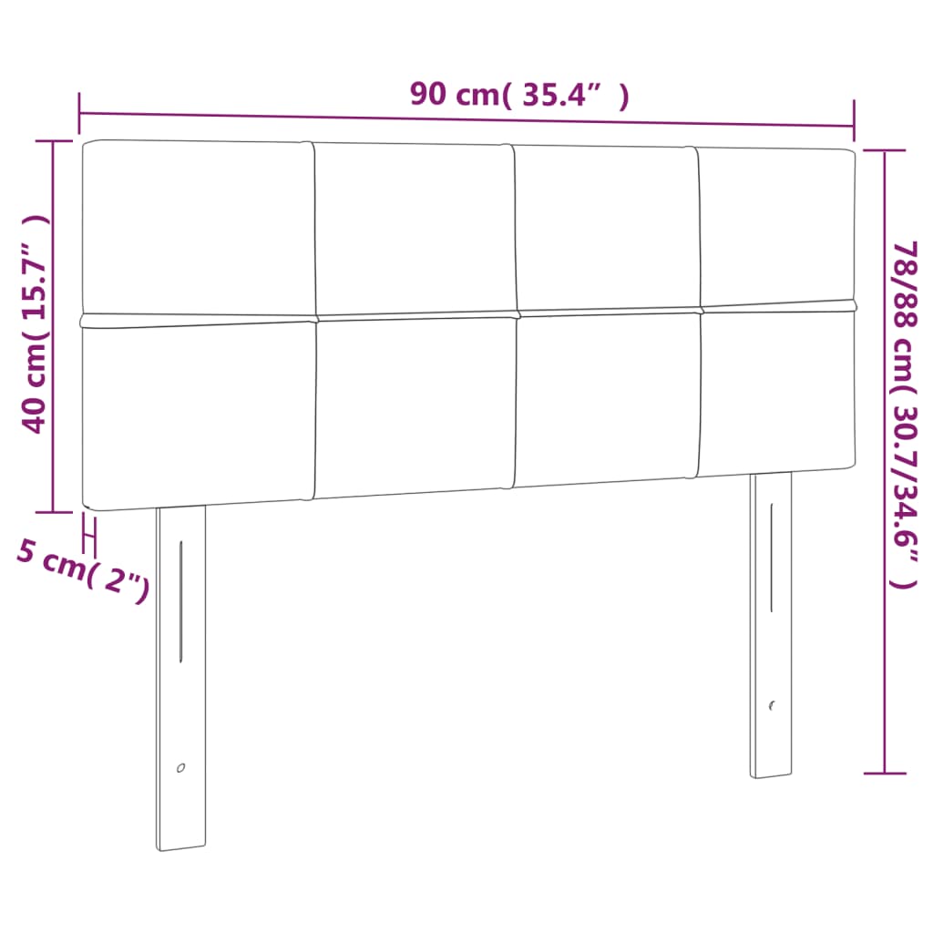 vidaXL LED-voodipeats, helehall, 90x5x78/88 cm, samet