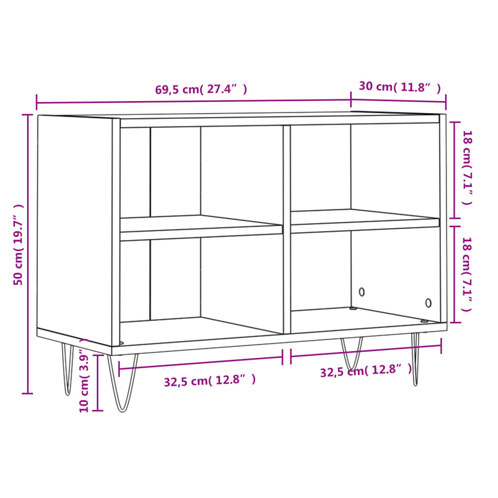 vidaXL telerikapp, betoonhall, 69,5 x 30 x 50 cm, tehispuit