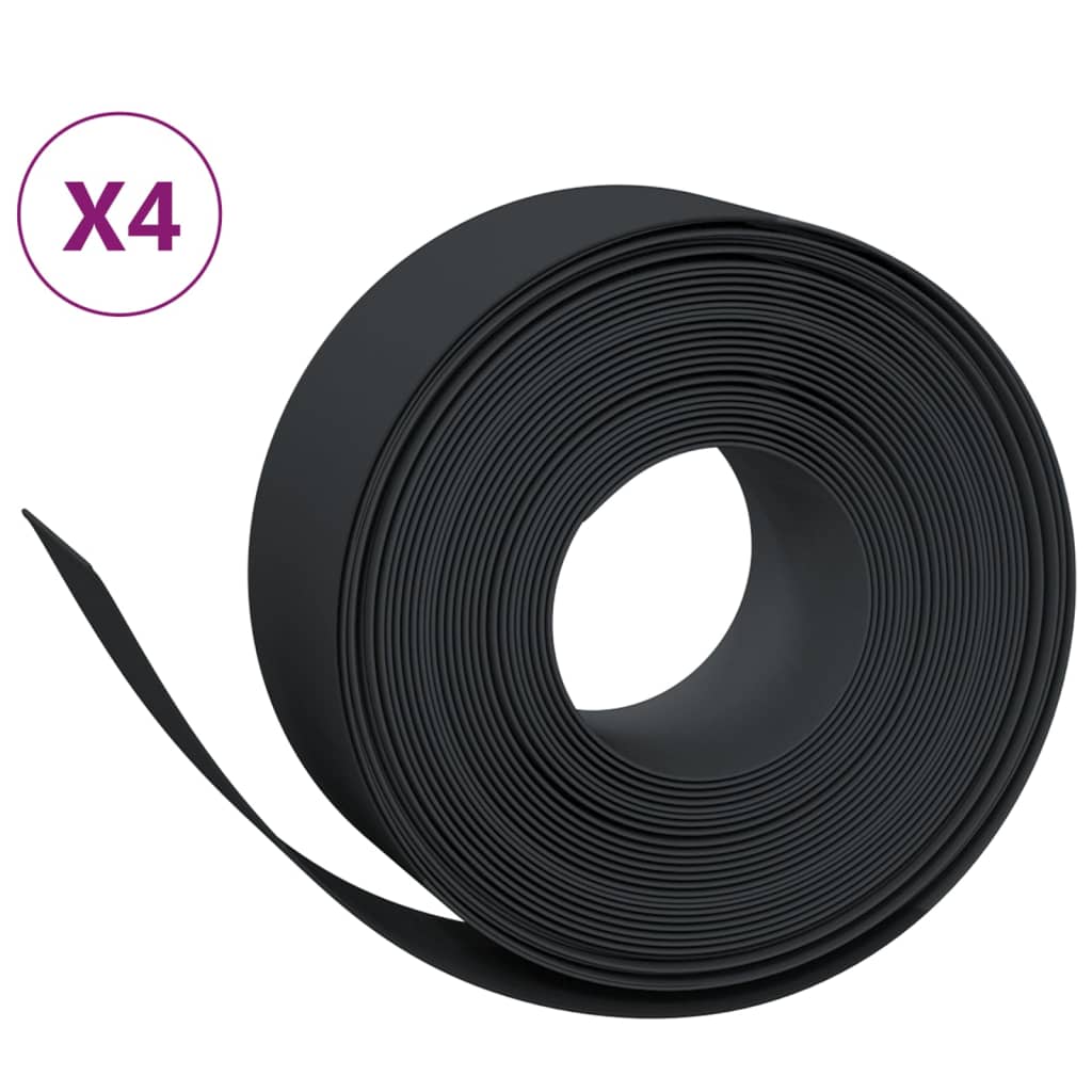 vidaXL aiapiirded 4 tk, must, 10 m, 20 cm, polüetüleen