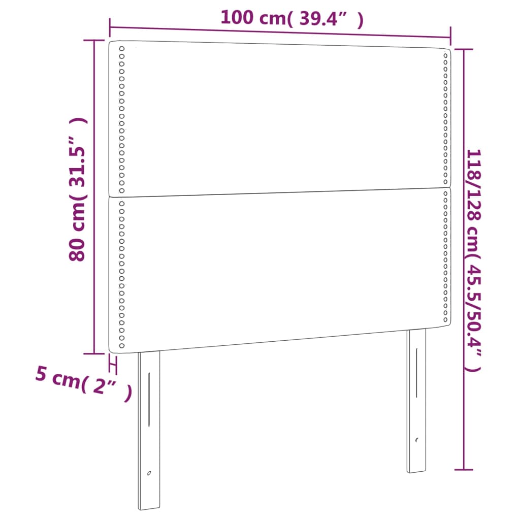 vidaXL voodipeatsid 2 tk, hall, 100x5x78/88 cm, kunstnahk