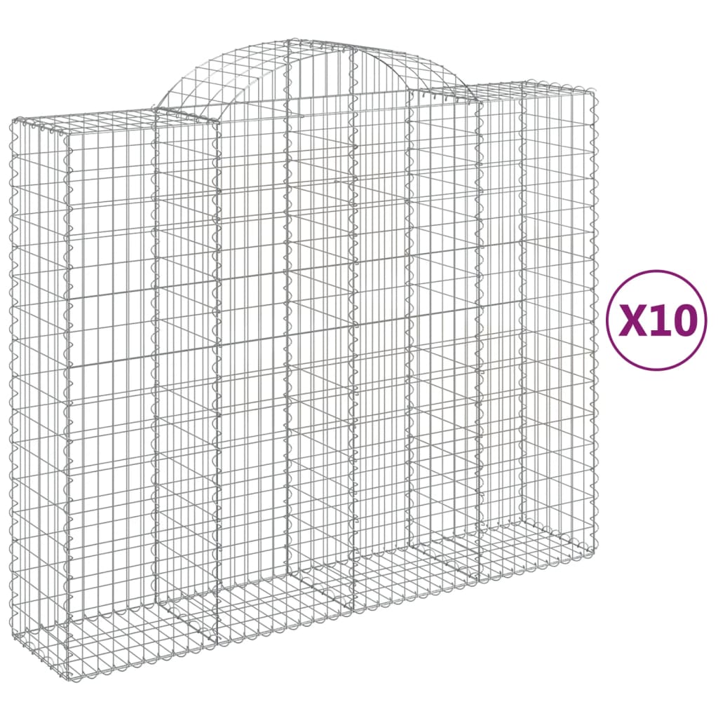 vidaXL kaarekujulised gabioonkorvid 10 tk, 200x50x160/180 cm, raud