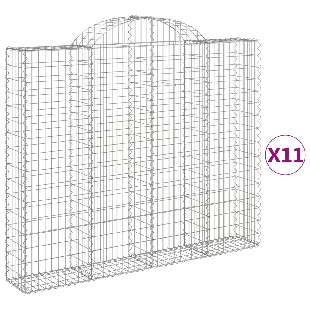 vidaXL kaarekujulised gabioonkorvid 11 tk, 200x30x160/180 cm, raud