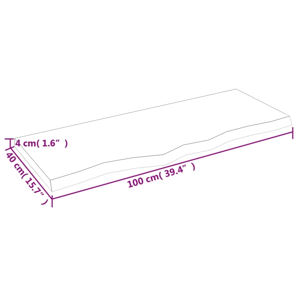 vidaXL seinariiul, helepruun, 100 x 40 x (2-4) cm, töödeldud tammepuit