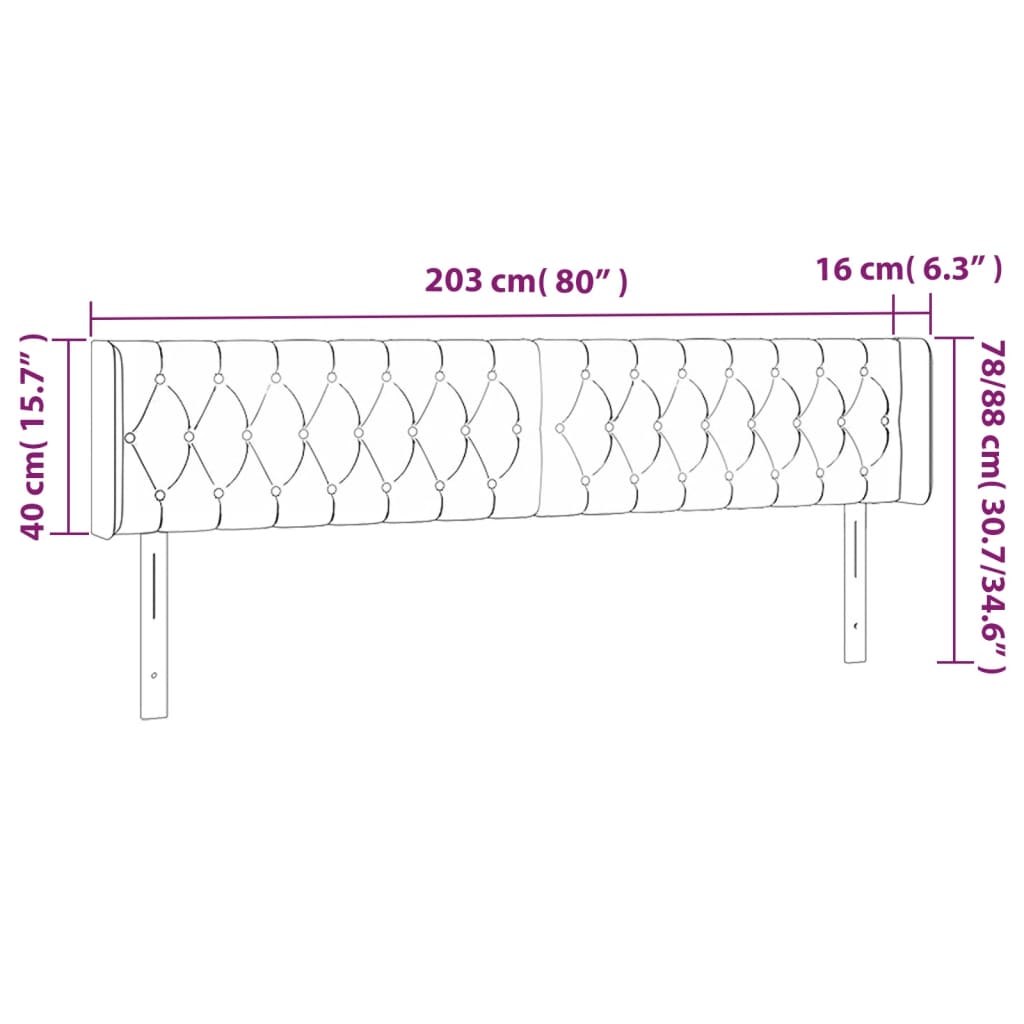 vidaXL LED-voodipeats, sinine, 203x16x78/88 cm, kangas